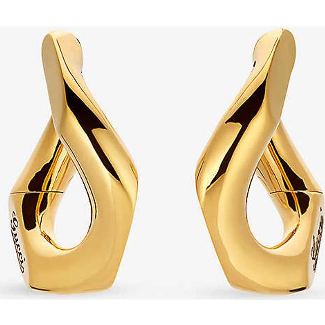 Gucci Womens Yellow Gold Geometrical Logo-engraved Metal Hoop Earrings 1 Size - YELLOW GOLD