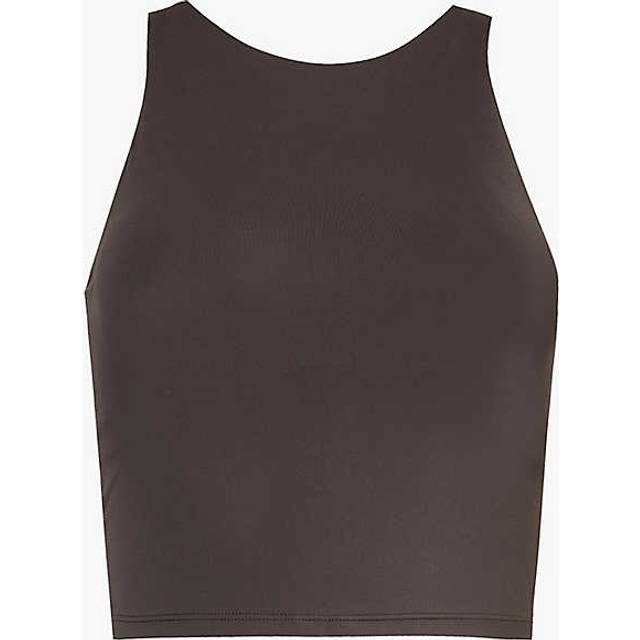 Adanola Womens Coffee Bean Ultimate Racer-back Stretch Recycled-polyester Sports Bra M - COFFEE BEAN