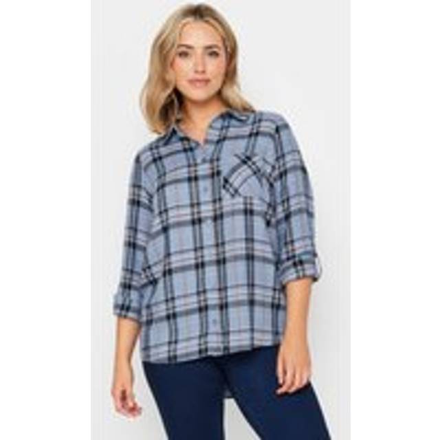 M&Co Blue Checked Boyfriend Shirt 10 M&Co Womens