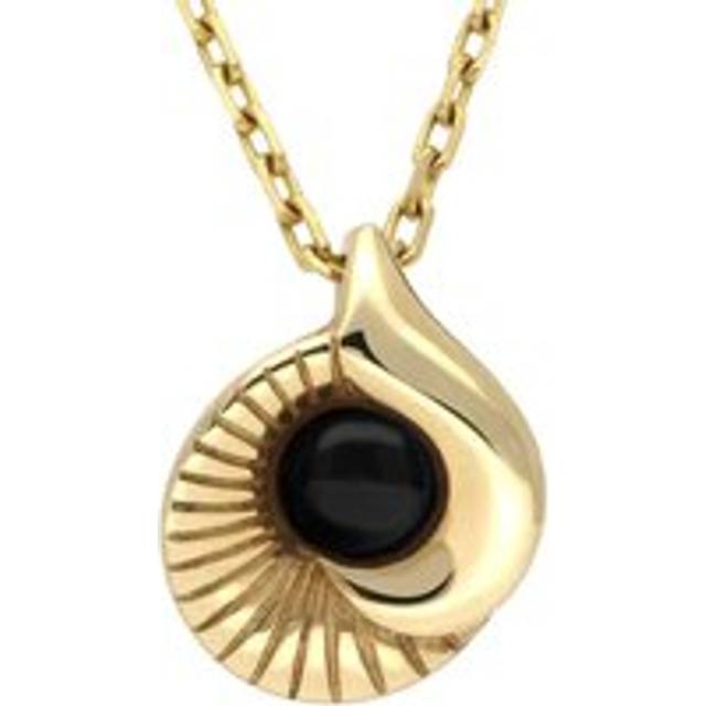9ct Yellow Gold Whitby Jet Seashell Necklace - Yellow Gold