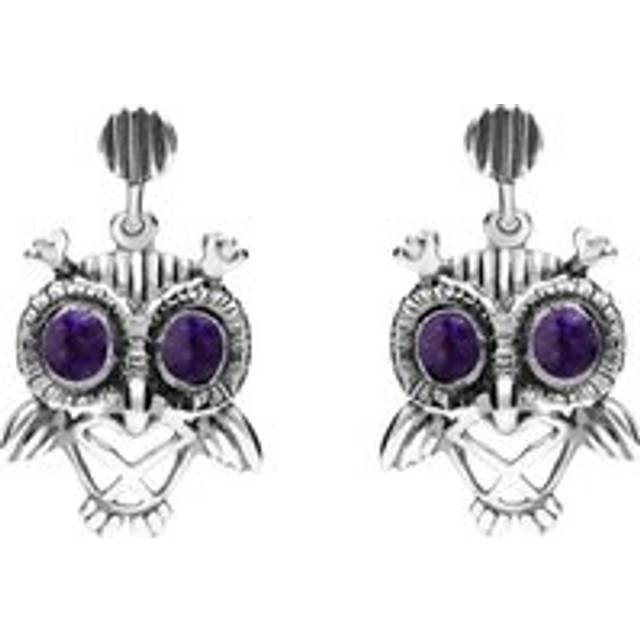 9ct White Gold Blue John Owl Stud Earrings