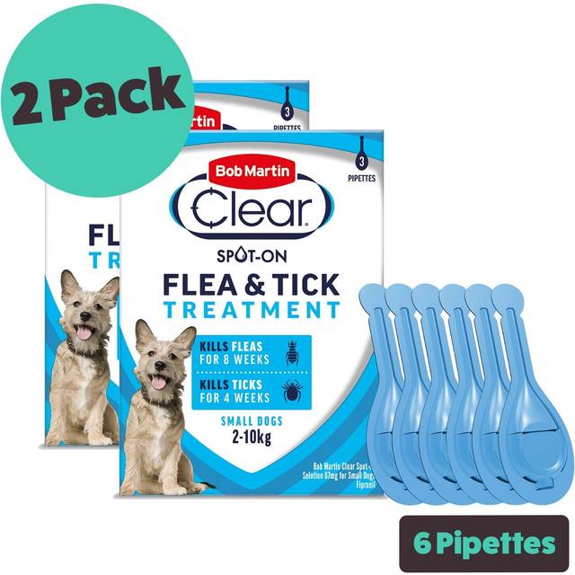(Small Dog, Single Pack (3 Tubes)) Bob Martin Clear Spot On Dog Flea & Tick Solution