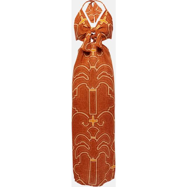 Johanna Ortiz Printed cutout linen maxi dress - orange (UK 10)