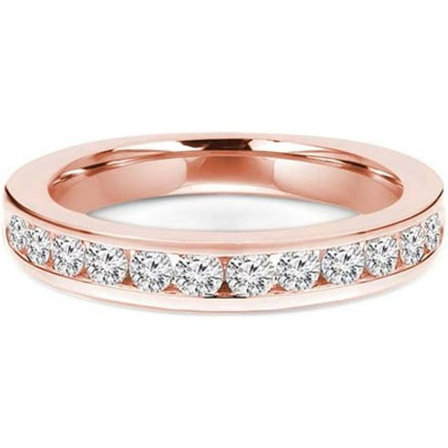 Majesty Diamonds MD230302-6 0.38 CTW Round Diamond 0.75 Way Channel Set Semi-Eternity Anniversary Wedding Band Ring in 14K Rose Gold - Size 6