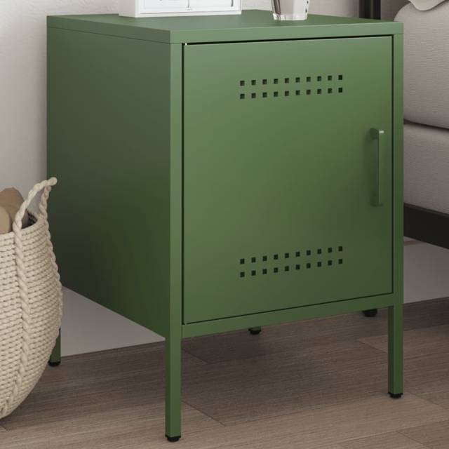 vidaXL Bedside Cabinet Olive Green 36x39x50.5 cm Steel