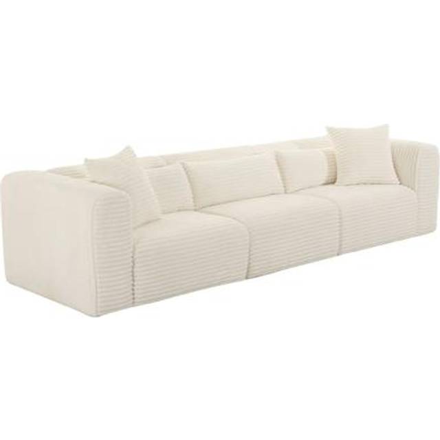 Tarra Fluffy Oversized Modular Sofa - Corduroy Fabric/Wood - L99.1 x W299.7 x H68.1 cm - Cream