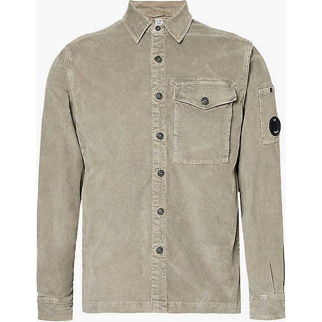 Cp Company Mens Walnut Brand-lens Corduroy Stretch-cotton Shirt L - WALNUT