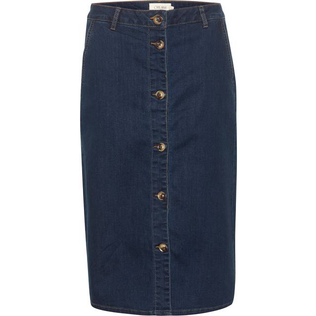 Visti Buttons Pencil Fit Denim Skirt Plain - Blue - 10