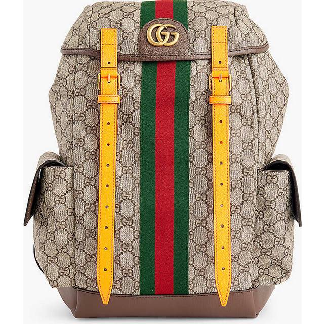 Gucci Mens Be.eb/n.or/n.ac/vrv/ Monogram-print Web-stripe Coated-canvas Backpack 39x33x16cm