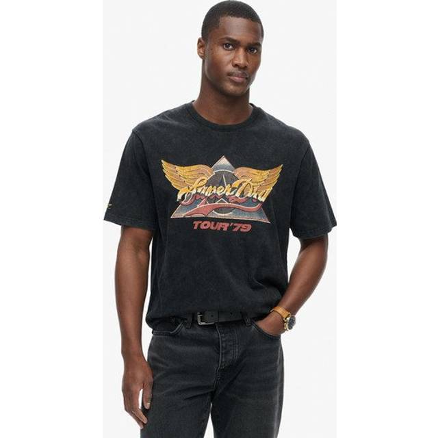 Superdry Herren T-shirt mit Rockband-grafik im Stil der 70er Schwarz - Größe: S