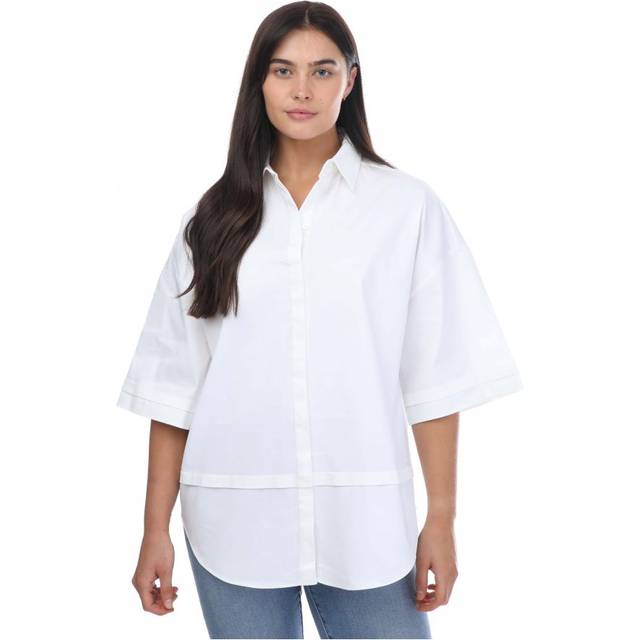 Ted Baker Womens Orlanda Oversized 3/4 Length Shirt in White Cotton - Size 10 UK