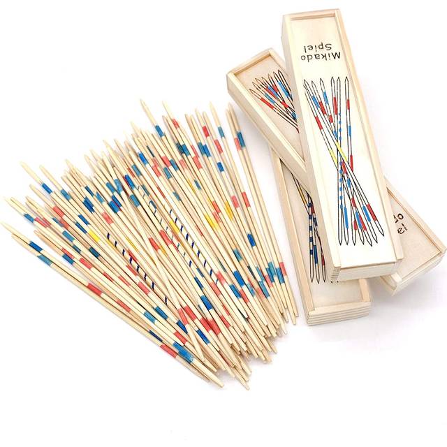 3 Pack Pick Up Sticks, 93pcs Wooden Pick Up Sticks Boxed with Instructions,Traditional Pickup Toys for Kids, Fun Family Game