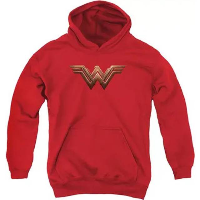 Trevco Sportswear BVS105-YFTH-1 Batman vs Superman WW Shield Youth Hooded Sweatshirt, Red - Small