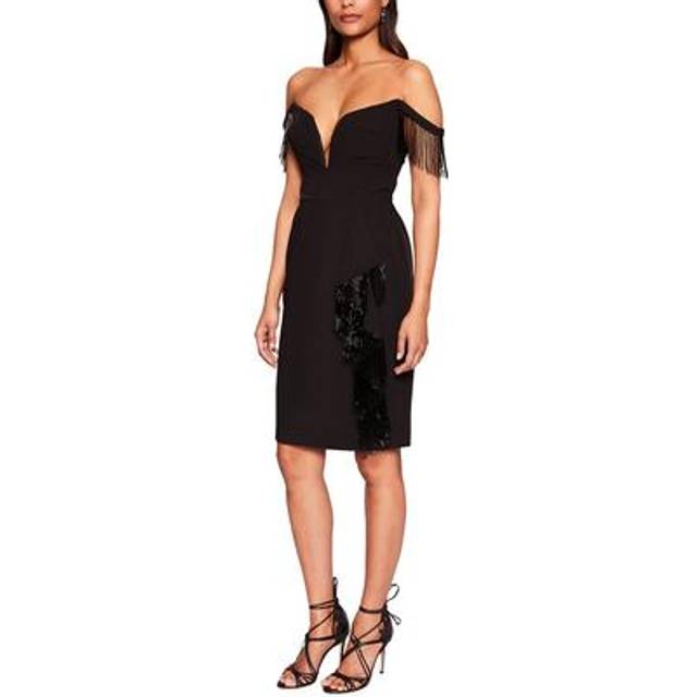 Marchesa Notte Off Shoulder Mini Cocktail Dress
