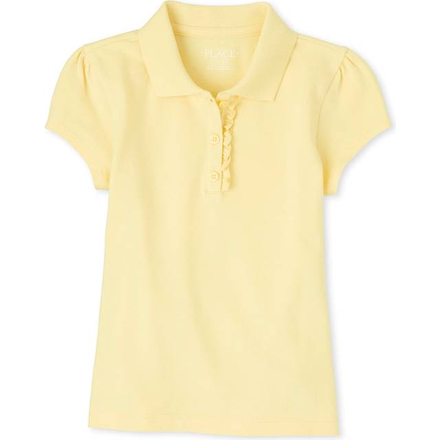 The Children's Place girls Uniform Ruffle Pique Polo Shirt  Pale Sun
