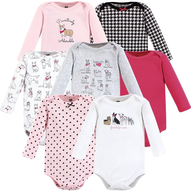 Hudson Baby Unisex Baby Cotton Long-Sleeve Bodysuits  Girl Dogs 7-Pack  Preemie