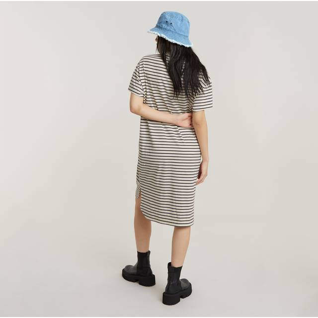 G-Star för kvinnor. D24484-C339-G613 Randig Loosegris-klänning (XS), Casual, Grå, Kort ärm, Ekologisk bomull, Hållbar (XS)