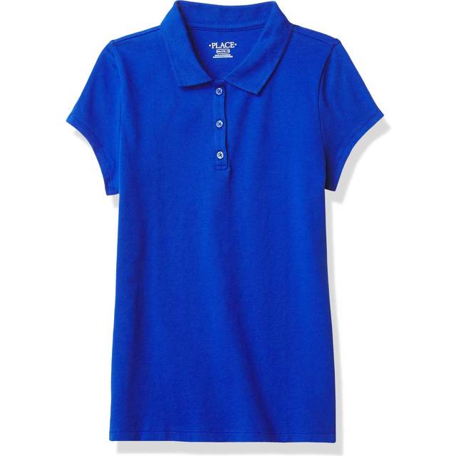 The Children's Place girls Uniform Ruffle Pique Polo Shirt  Renew Blue  L 10 12 US