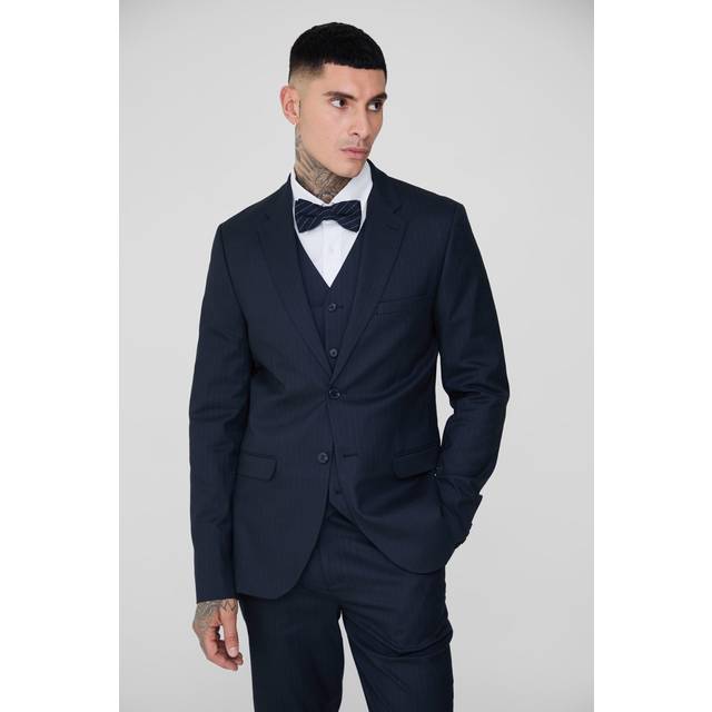 Tall Navy Pinstripe Single Breasted Slim Fit Suit Jacket - 42