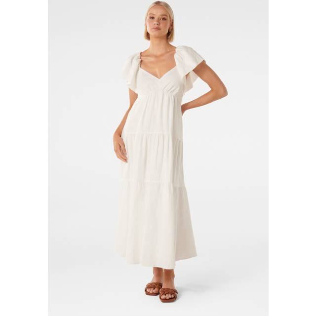 Forever New Women's Karissa Linen Maxi Dress in Porcelain, Size 8 Linen/Viscose