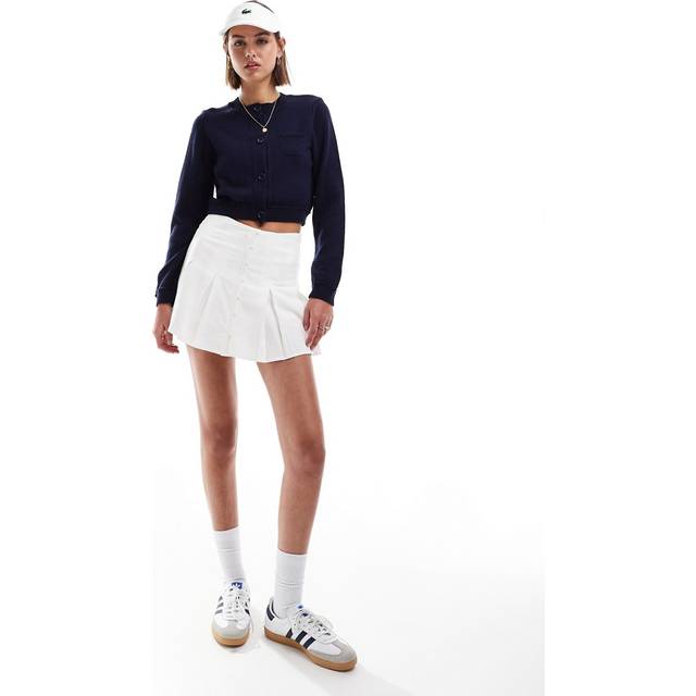 Stradivarius – Vit, plisserad minikjol i linnemix-Vit/a