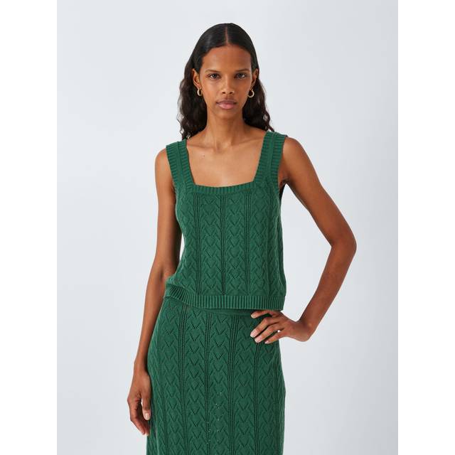 Weekend Max Mara Womens Green Square-neck Cropped Cotton-blend Top Xl - GREEN