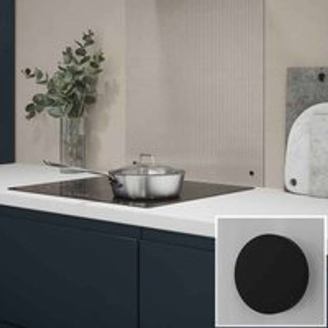 Clear Fluted Glass Kitchen Splashback With Matt Black Caps 600X750Mm, Clear