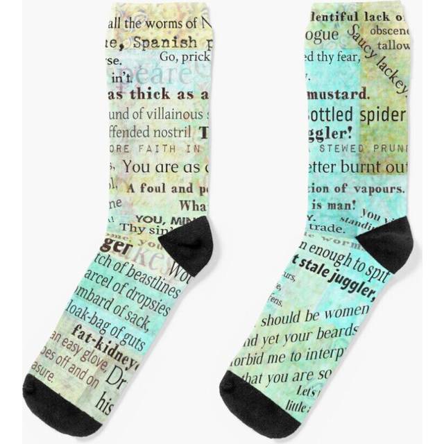 Dress Socks Shakespeares Best Insults Novelty Fancy Crazy Pattern Crew Casual for Men Women