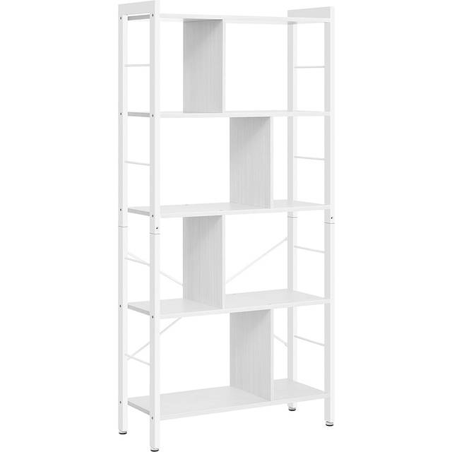 VASAGLE Bookshelf, Large 5-Tier Bookcase, Floor Standing Storage Shelf, Modern Style, Steel, For Living Room, Study, Home Office, Maple White And Cloud White