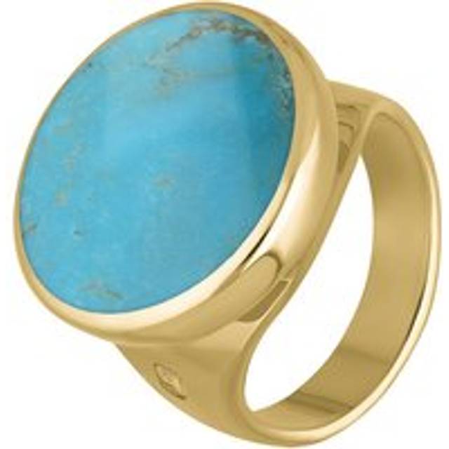 18ct Yellow Gold Turquoise Hallmark Small Round Ring - Gold