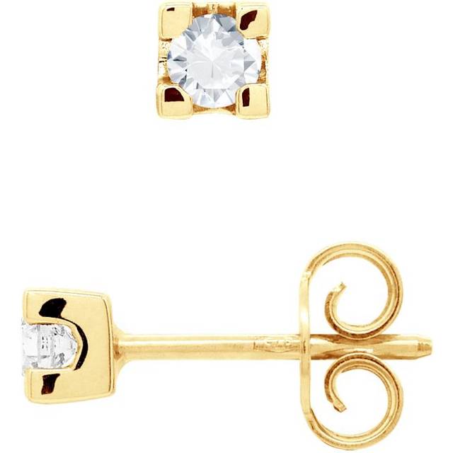 Diadema Womens - Earrings with Diamonds - Yellow Gold - White - One Size