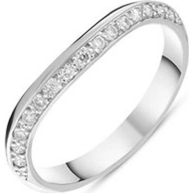18ct White Gold 0.15ct Diamond 3mm Shaped Wedding Ring D