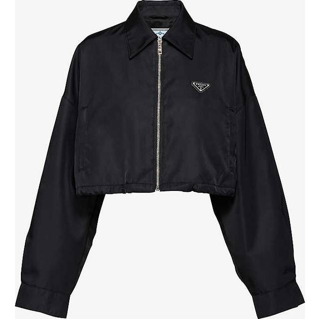 Prada Crop Collared Re-Nylon Jacket - Black - 42