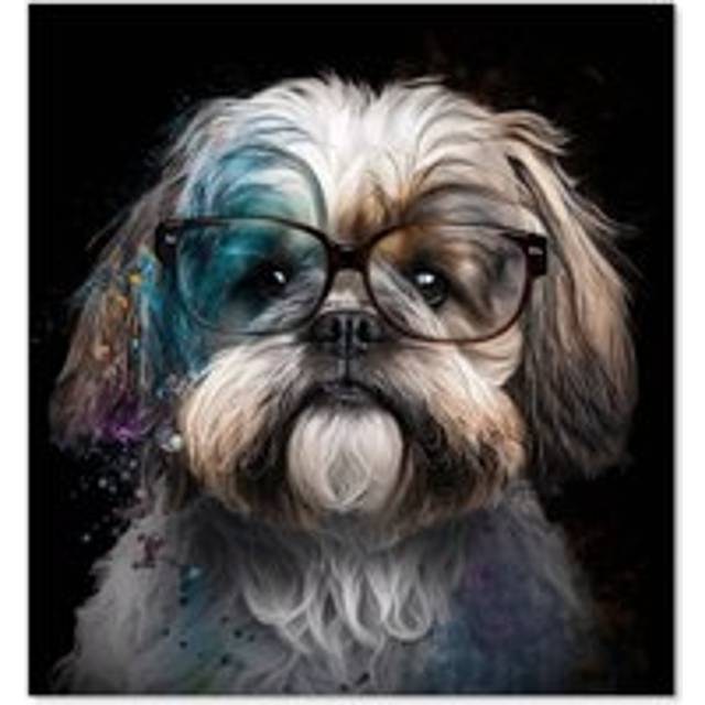Warren Reed - Designer Lhasa Apso With Glasses Splashart Kitchen Splashback W600Mm X H600Mm, Multi