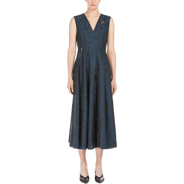'S Max Mara Diego pleated jacquard midi dress - green (UK 6)