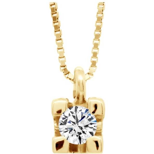 Diadema Womens - Necklace with Diamonds - Yellow Gold Venetian Chain - White - One Size