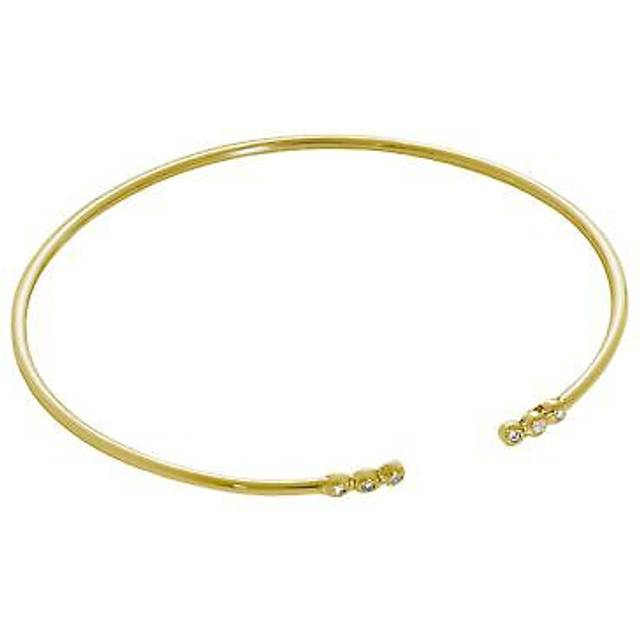 Gold Plated Sterling Silver 2mm CZ Open Cuff Bangle