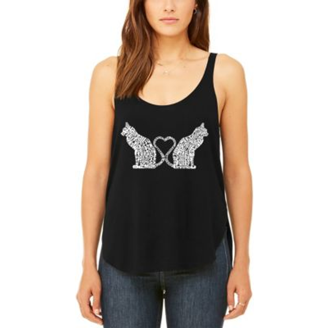 Cat Tail Hearts - Women's Premium Word Art Flowy Tank Top - XX-Large - Black (XX-Large)