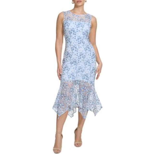 Kensie Allover Two Tone Lace Midi Dress