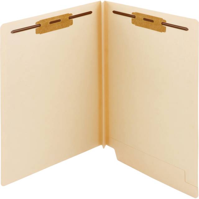 Smead Extra Capacity End Tab Fastener File Folder  Shelf-Master Reinforced Straight-Cut Tab  2 Fasteners  1-1/2 Expansion  Letter Size  Manila  50 per