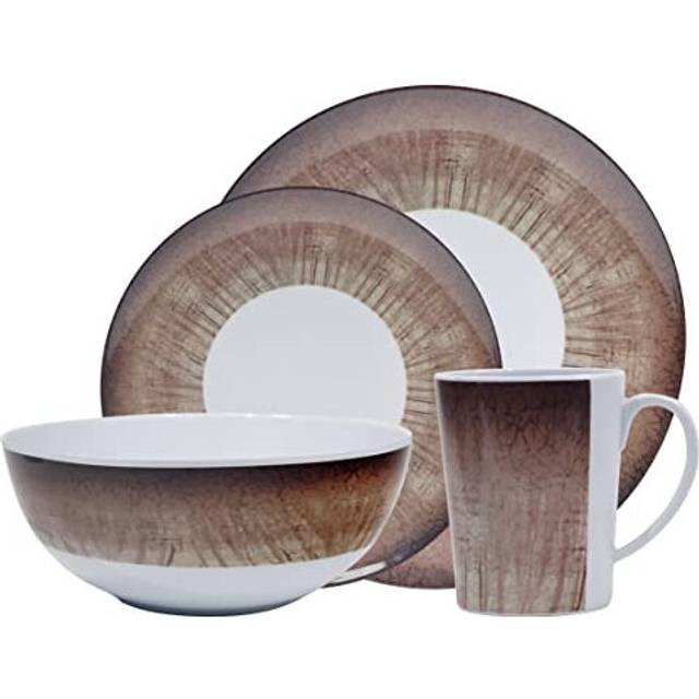 Leisurewize Camping Melanine Dinner Set 16pc Stone - 100% Melamine