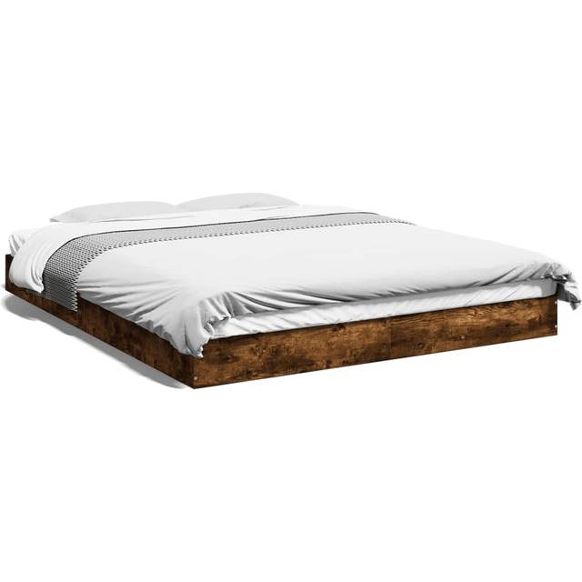 (smoked oak, 160 x 200 cm/ 17 cm) vidaXL Bed Frame Bedroom Bed Base Bedstead White 120x200 cm Engineered Wood