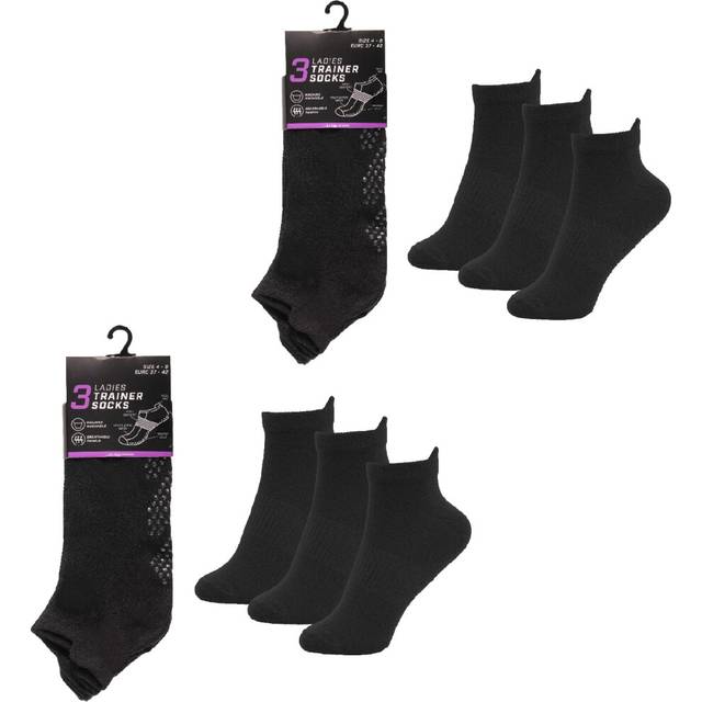 (Black Pack of 6) KAV Non-Slip Gripper Yoga Pilates Socks for Women