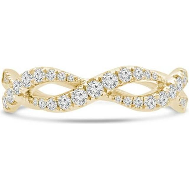 Majesty Diamonds MD230313-8 0.38 CTW Round Diamond Twisted Semi-Eternity Anniversary Wedding Band Ring in 14K Yellow Gold - Size 8