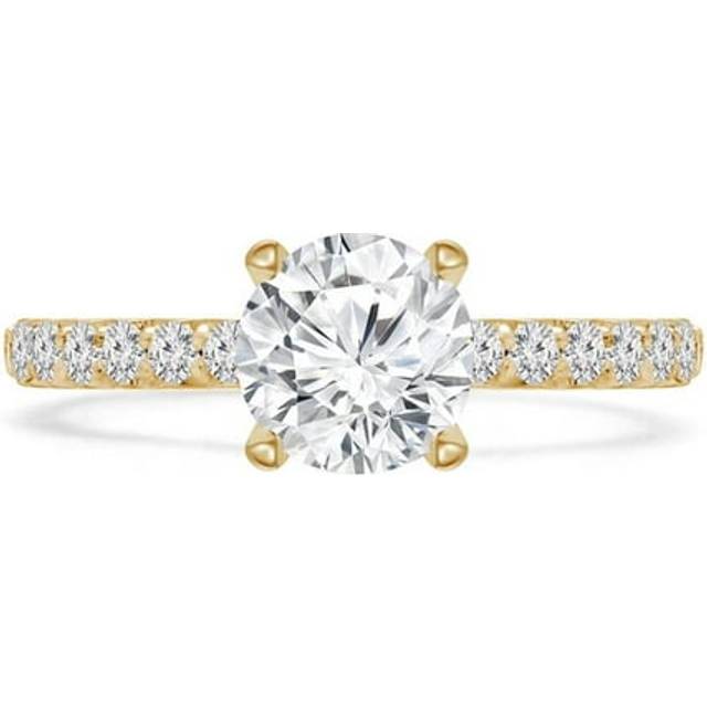 Majesty Diamonds MD240162-6 1.6 CTW Round Lab Created Diamond Shared-Prong Solitaire with Accents Engagement Ring in 14K Yellow Gold - Size 6