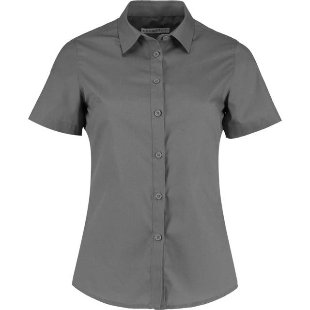 (22 UK, Graphite) Kustom Kit Womens/Ladies Poplin Tailored Short-Sleeved Shirt