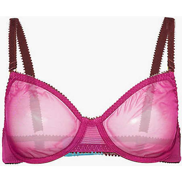 Dora Larsen Womens Dark Pink Edith Sheer Recycled-nylon Bra 32a - DARK PINK