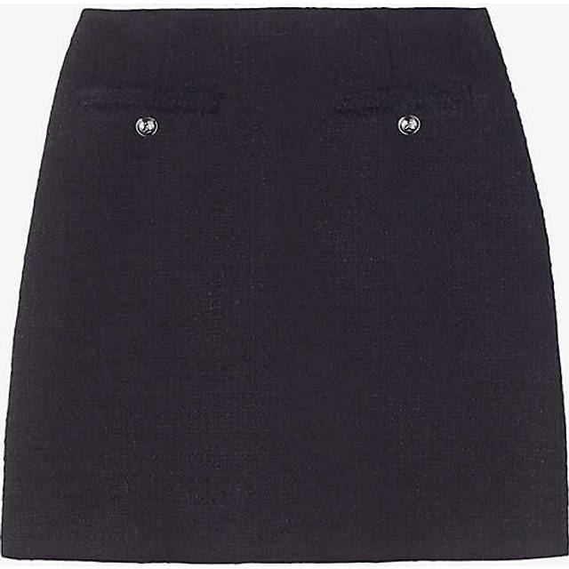 LK Bennett Charlie Tweed Trim Skirt - 12, BLACK