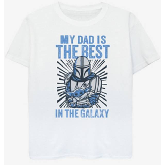 (9-11 Years, White) Star Wars Boys Mandalorian Best Dad T-Shirt