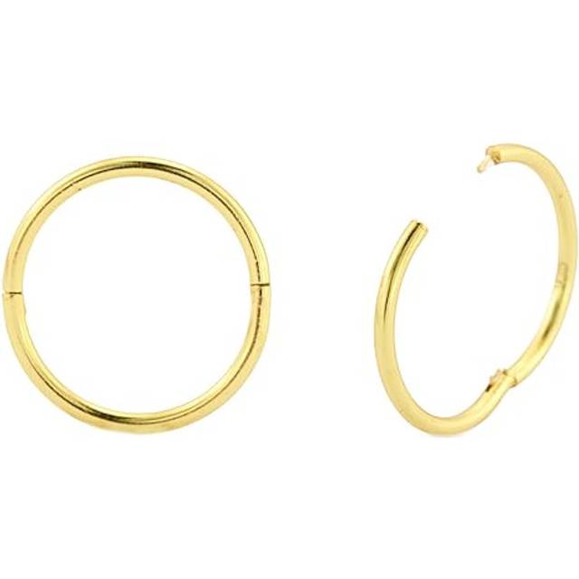 24K Gold Plated On 925 Sterling Silver Hoop Earrings - Small Thin Handcrafted - 8mm - 10mm - 12mm - 14mm